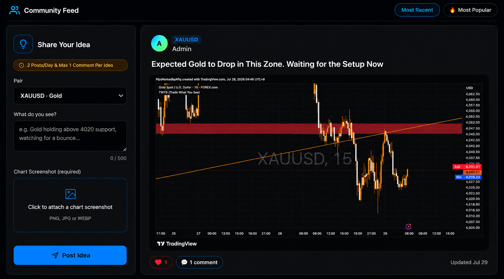 Trader Chat & Idea Hub preview